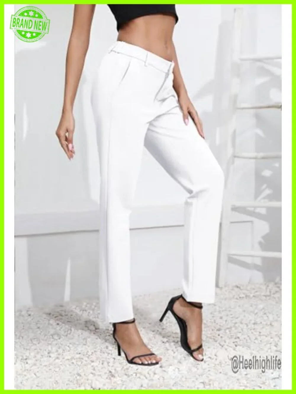 Elastic Waisted Dress Pants Work Business Casual Stretch Slacks with Pockets